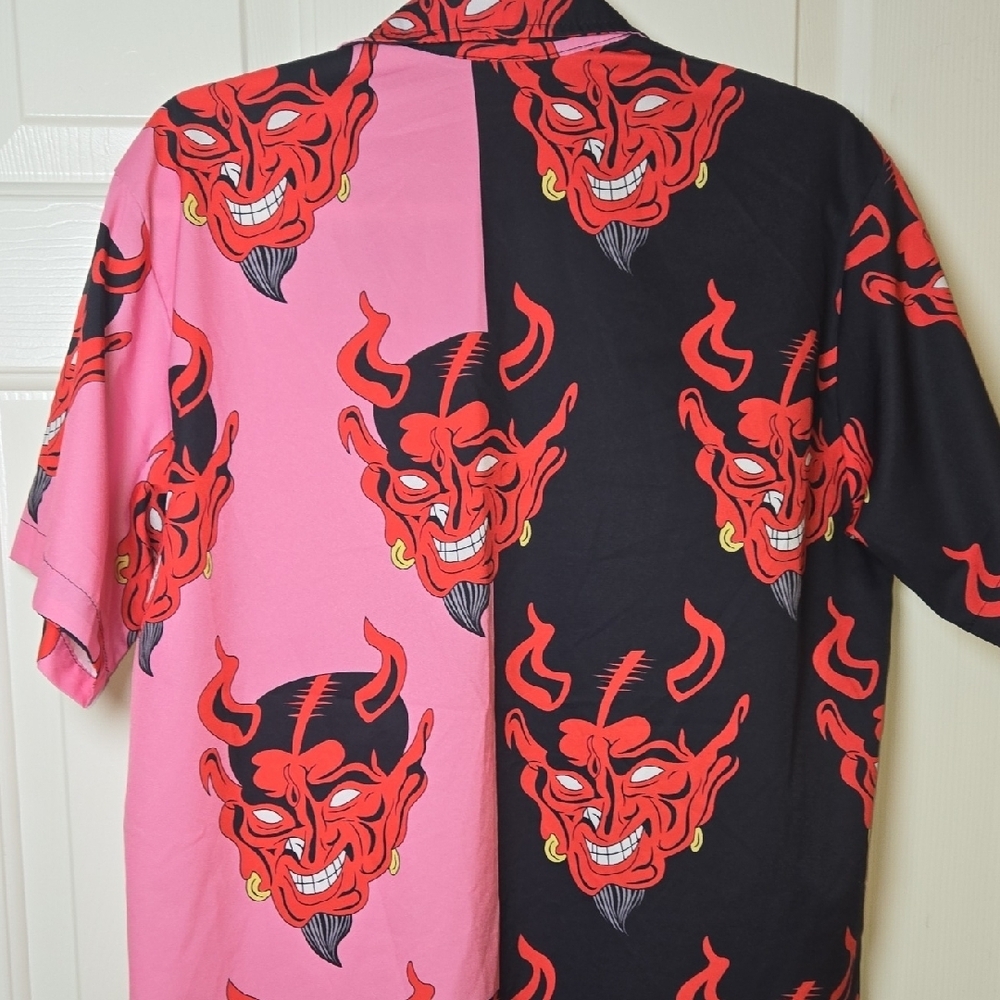 LG Devil Button Down Shirt Casual OR DRESSY BOLD HARAJUKU STREETWEAR ROCKABILLY - Picture 8 of 17